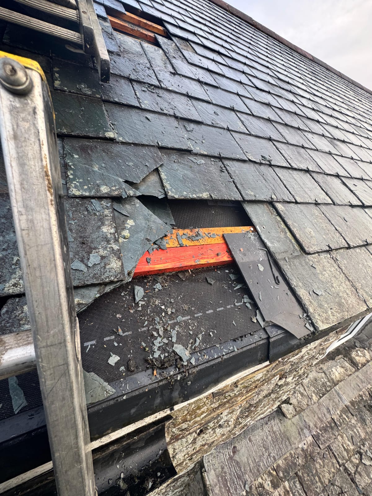 Storm-Damaged Slate Repair — roofing work in Dorset