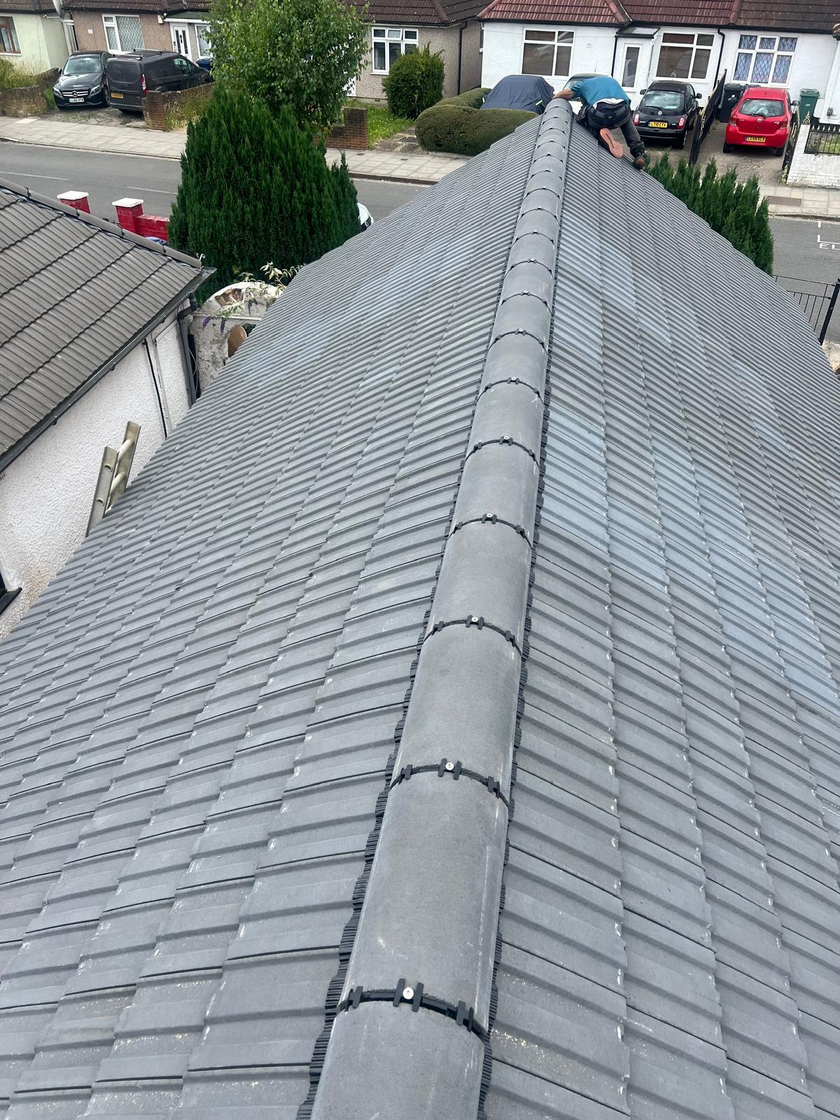 Grey Concrete Tile Re-roof — roofing work in Dorset