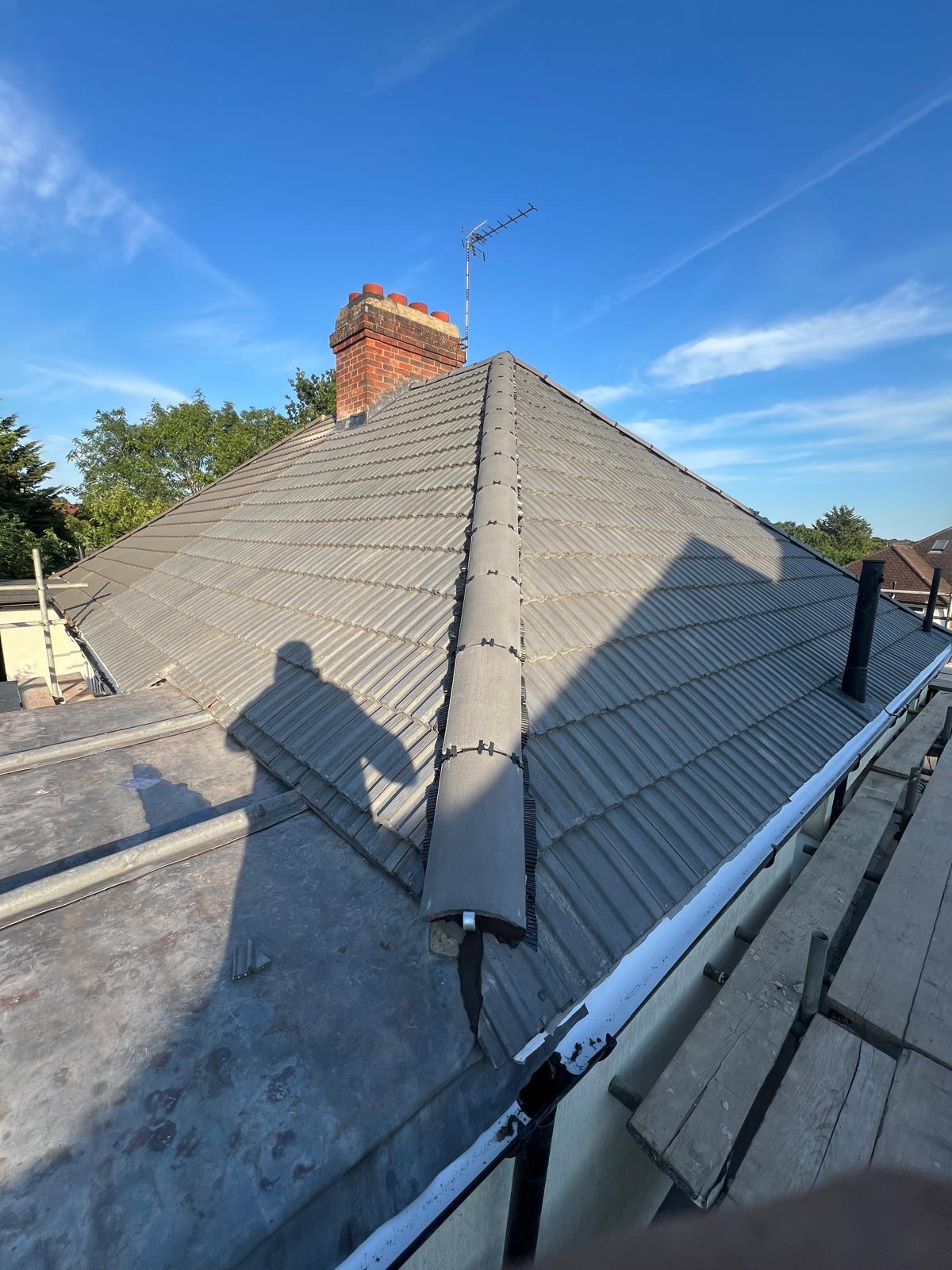 Grey Tile Re-roof & Chimney Flashing — roofing work in Dorset