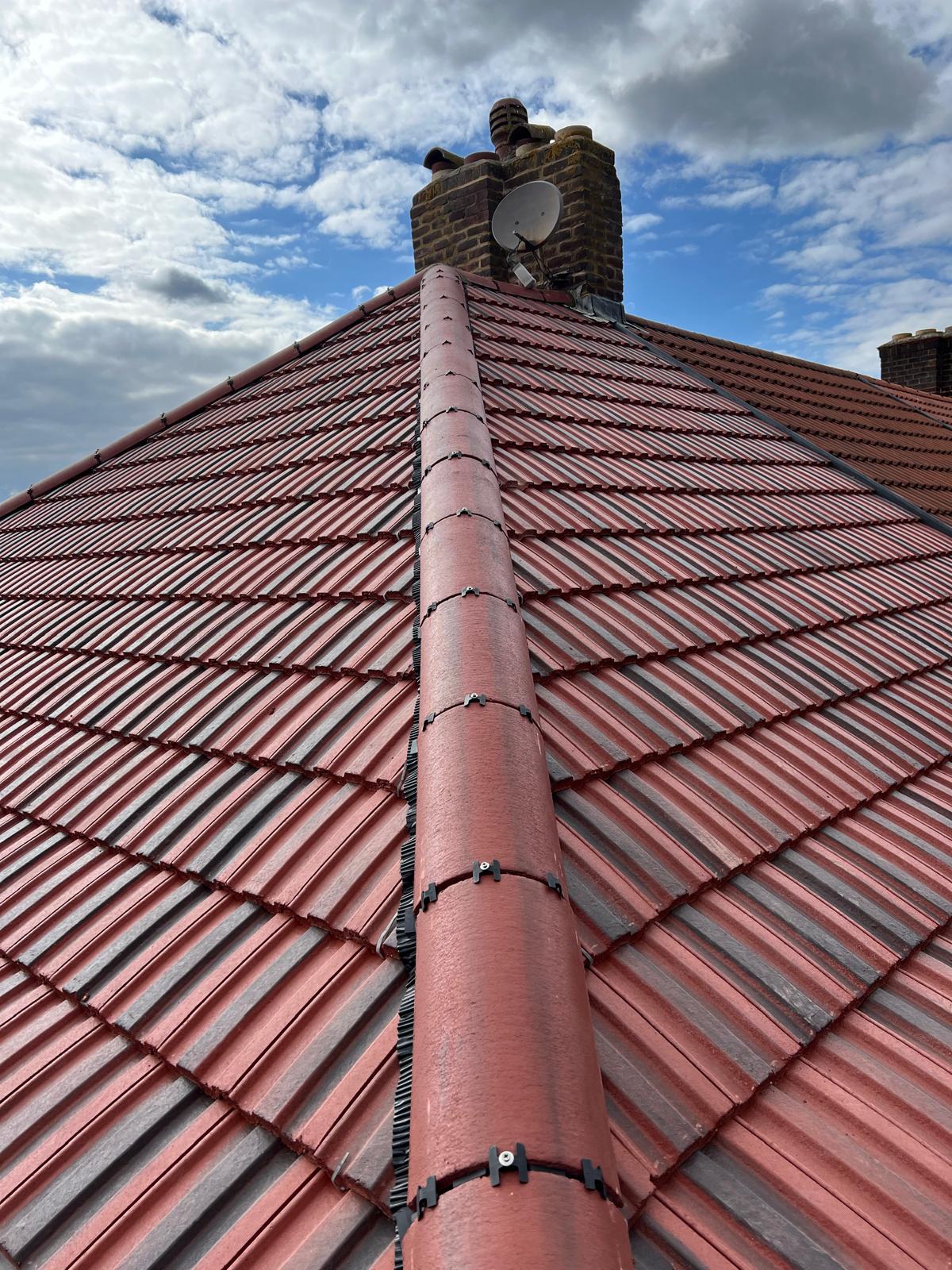 Red Ridge & Hip Re-bed — roofing work in Dorset