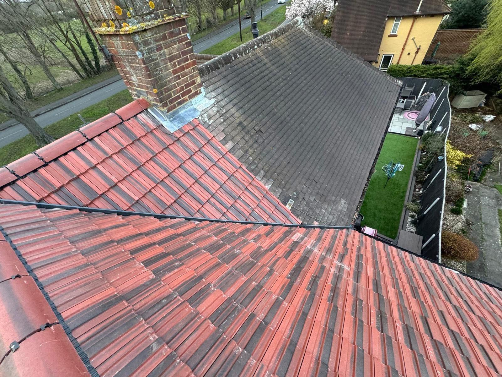 Red Tile Re-roof & Chimney Lead — roofing work in Dorset